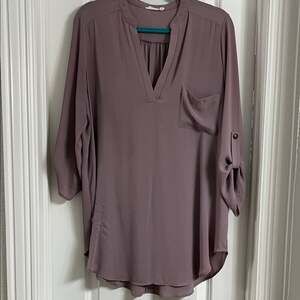 Lush Mauve Blouse with Pocket Detail Size XL